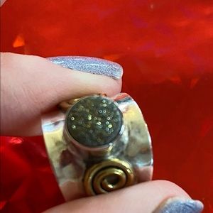 Sterling cigar ring with druzy stone.  Stamped size 4.5